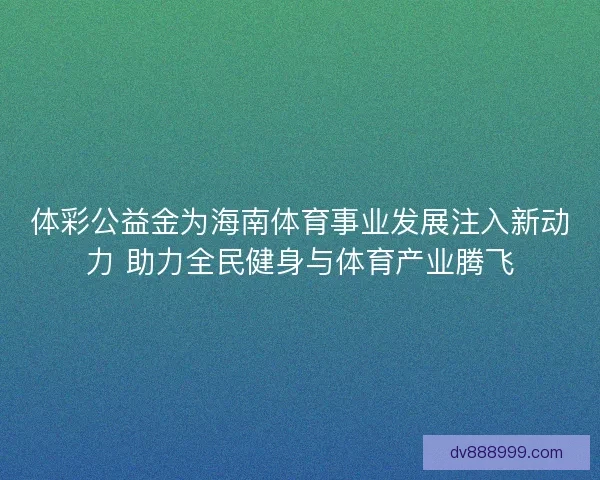 体彩公益金为海南体育事业发展注入新动力 助力全民健身与体育产业腾飞